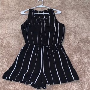 Black and white striped romper
